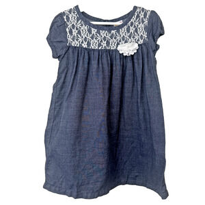 Healthtex Vintage Girls 3T Denim Lace Dress Lightweight
